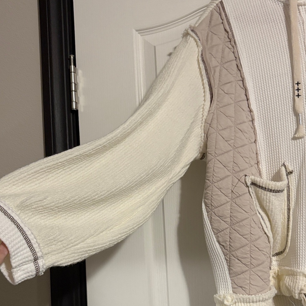 Cozy Cream and Tan POL Hooded Jacket - Picture 7 of 9